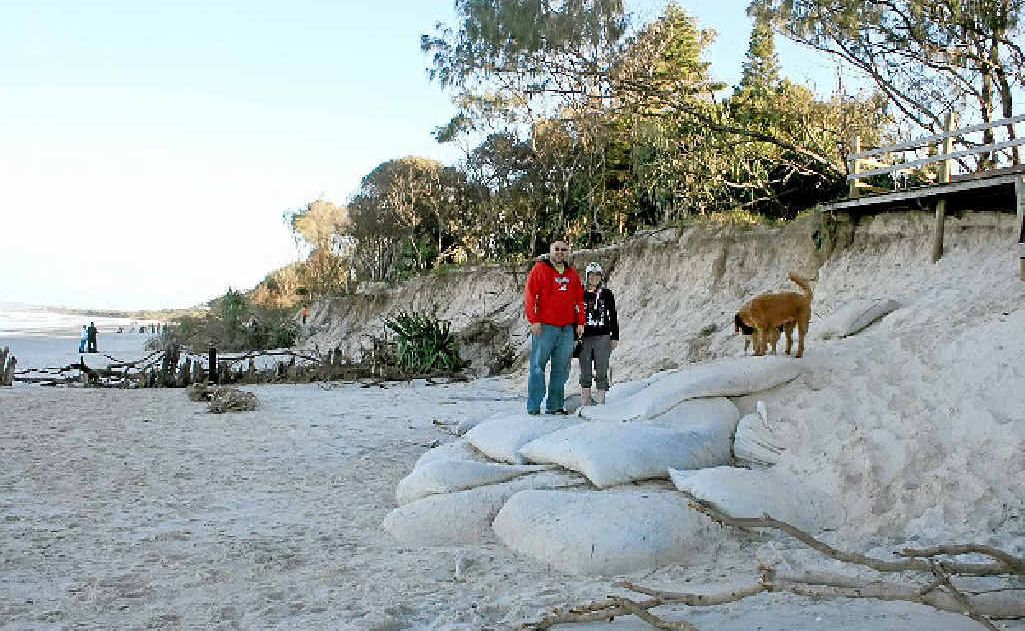 BAG WASH: Attempts to slow erosion on New Brighton Beach. BAG WASH: Attempts to slow erosion on New Brighton Beach.